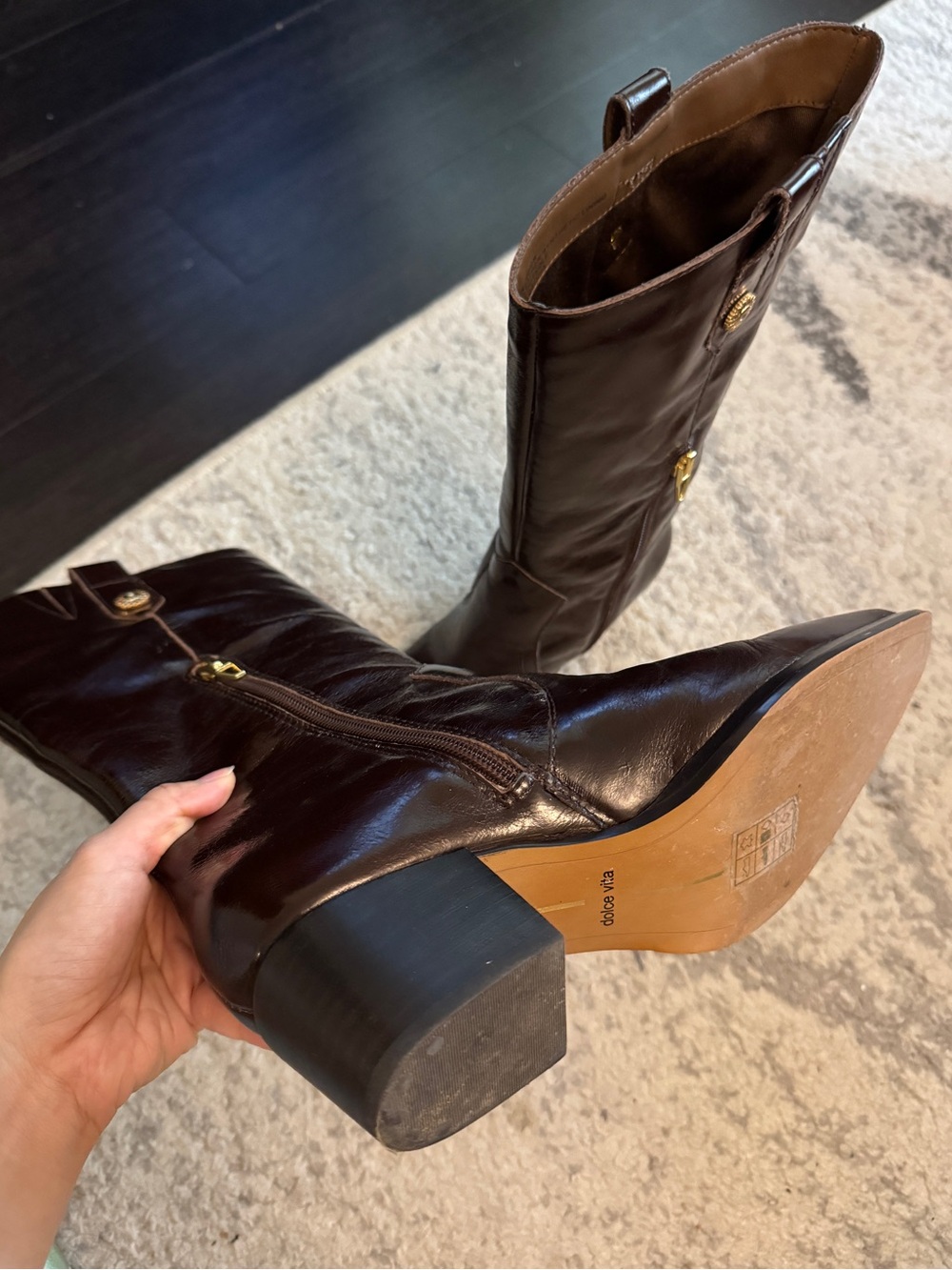 Dolce Vita Vern Chocolate Leather Boot + tote bag - Picture 11 of 16